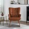 Faux Leather Accent Chair Upholstered High Backrest Arm Chair With Solid